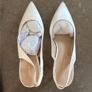 Stuart Weitzman Cream Pointed Toe Slingback Flats